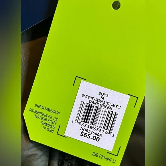 DSG Boys Dark Green Insulated Water Resistant Puffer Jacket Medium 10-12 NWT - Picture 7 of 16